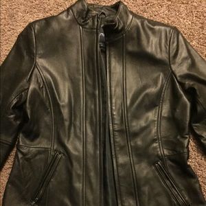 Nautica Black Leather Jacket - Sz M